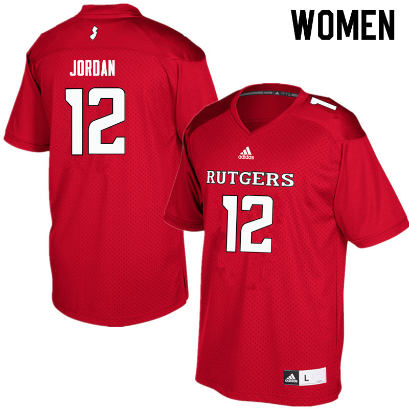 Women #12 Jalen Jordan Rutgers Scarlet Knights College Football Jerseys Sale-Red - Click Image to Close